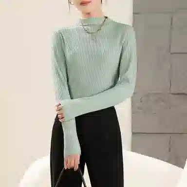 娅丽达 纯色高领修身打底长袖针织衫 女款