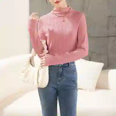 娅丽达 纯色高领修身打底长袖针织衫 女款