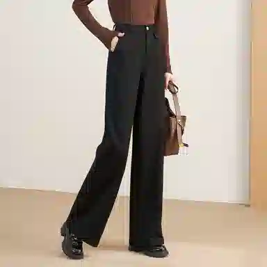 娅丽达 阔腿新款时尚简约休闲裤 女款 黑色