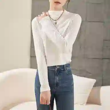 娅丽达 纯色高领修身打底长袖针织衫 女款