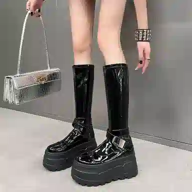 苏颜娇 牛皮革 时尚简约舒适气质百搭 高筒靴 女款