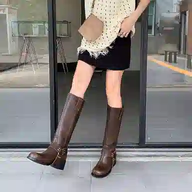 苏颜娇 牛皮革 个性百搭简约舒适潮流 高筒靴 女款