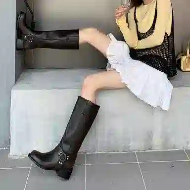 苏颜娇 牛皮革 个性百搭简约舒适潮流 高筒靴 女款