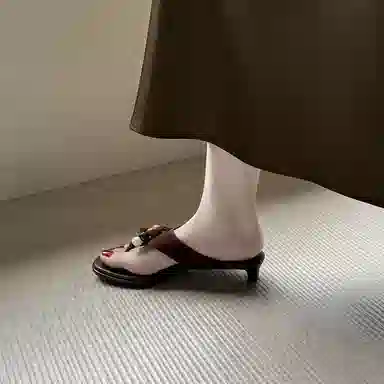 苏颜娇 设计感流苏串珠时尚百搭人字拖鞋 女