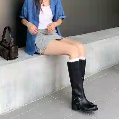 苏颜娇 牛皮革 个性百搭简约舒适潮流 高筒靴 女款