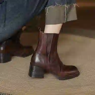 苏颜娇 头层牛皮 通勤百搭简约舒适个性 切尔西靴 女款