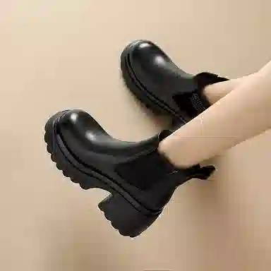 苏颜娇 头层牛皮 时尚小众百搭潮流 短筒 切尔西靴 女款