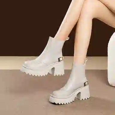 苏颜娇 头层牛皮 百搭时尚 短筒 切尔西靴 女款