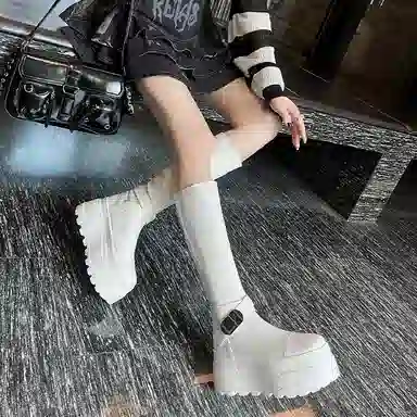 苏颜娇 牛皮革 时尚简约舒适气质百搭 高筒靴 女款