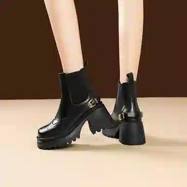 苏颜娇 头层牛皮 百搭时尚 短筒 切尔西靴 女款