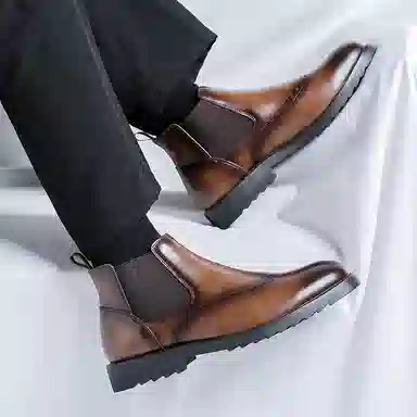 罗蒙 超纤皮 百搭通勤潮流 短筒 切尔西靴 男款