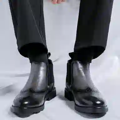 罗蒙 超纤皮 百搭通勤潮流 短筒 切尔西靴 男款