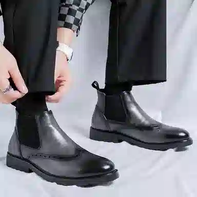 罗蒙 超纤皮 百搭通勤潮流 短筒 切尔西靴 男款