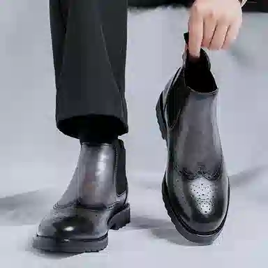 罗蒙 超纤皮 百搭通勤潮流 短筒 切尔西靴 男款