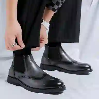 罗蒙 超纤皮 百搭通勤潮流 短筒 切尔西靴 男款