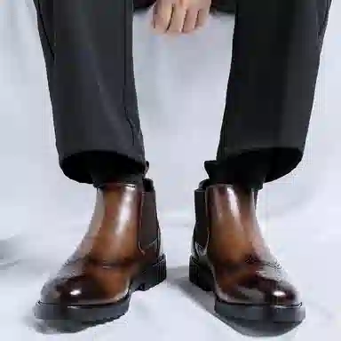 罗蒙 超纤皮 百搭通勤潮流 短筒 切尔西靴 男款