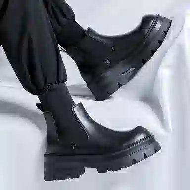 罗蒙 潮流时尚 英伦百搭 切尔西靴 男款 黑色