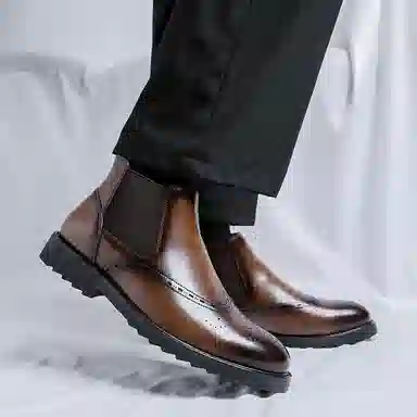 罗蒙 超纤皮 百搭通勤潮流 短筒 切尔西靴 男款