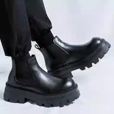 罗蒙 潮流时尚 英伦百搭 切尔西靴 男款 黑色