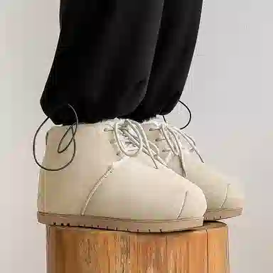 牛反绒 保暖减震防滑 加绒加厚丑萌圆头 短筒 雪地靴 男女同款