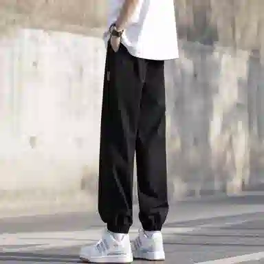 冰丝材质薄款速干弹力抗皱寻星记 复古高级感纯色美式宽松多款式潮流针织运动裤 男女同款