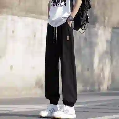 冰丝材质薄款速干弹力抗皱寻星记 复古高级感纯色美式宽松多款式潮流针织运动裤 男女同款