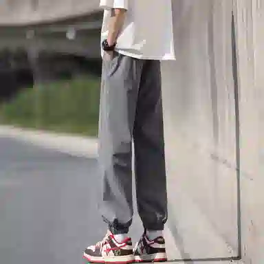 冰丝材质薄款速干弹力抗皱寻星记 复古高级感纯色美式宽松多款式潮流针织运动裤 男女同款