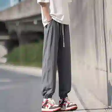 冰丝材质薄款速干弹力抗皱寻星记 复古高级感纯色美式宽松多款式潮流针织运动裤 男女同款