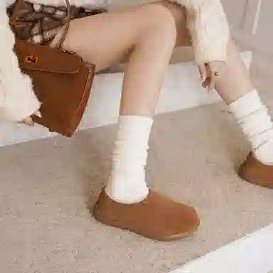 牛反绒 保暖减震增高包裹性 加绒舒适时尚百搭一脚蹬 及踝 雪地靴 女款