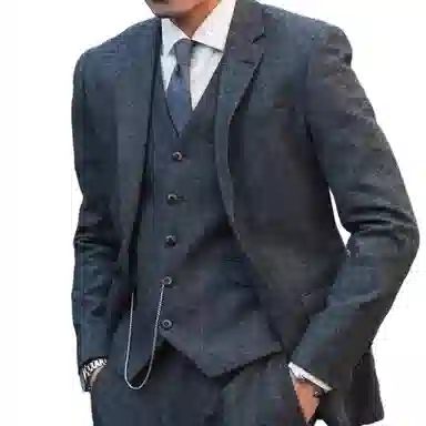 大格子与黑猫 复古英伦雅痞绅士 浴血黑帮风 羊毛粗花呢人字纹休闲修身外套 西装 男款