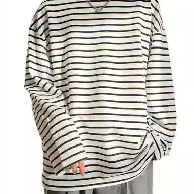 Big Check Black Cat Striped Crewneck Tee