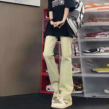 尘映 复古废土风微喇显瘦显高百搭牛仔裤 男女同款