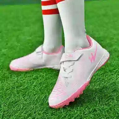 双星 舒适百搭 耐磨抓地 人造草坪 平衡支撑 足球鞋 女款 白粉