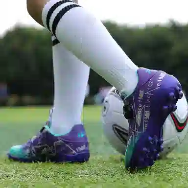 双星 人造草坪 减震防滑耐磨防水透气包裹性支撑轻便回弹 足球鞋 女款 紫蓝