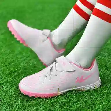 双星 舒适百搭 耐磨抓地 人造草坪 平衡支撑 足球鞋 女款 白粉