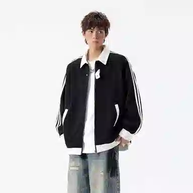 悍戈 美式重磅潮流拼接撞色大码情侣棒球服休闲时尚卫衣 男女同款
