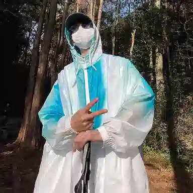 玉儿恋 多巴胺穿搭美式复古宽松休闲学生高街头风渐变色连帽长袖防风紫外线登山衣旅游户外徒步旅行露营运动无性别防晒夹克外套 男女同款