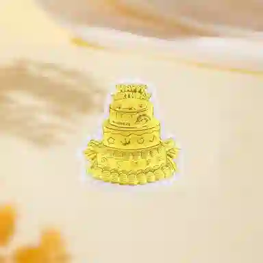金嘉福 黄金生日蛋糕 精致轻奢收藏储蓄保值摆件摆饰美好祝福创意装饰品#好运 足金 一口价 金片 男女同款情侣款