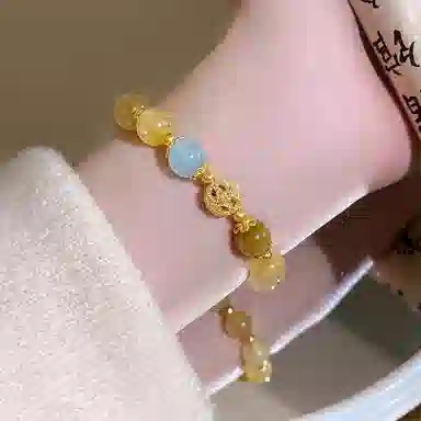 【接泼天富贵】 金嘉福 考试上岸 招财小霸王新中式 国潮 时来运转 财源广进 好运处理天然 黄水晶 手串 男女同款情侣款