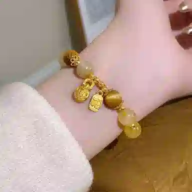 【接泼天富贵】 金嘉福 考试上岸 招财小霸王新中式 国潮 时来运转 财源广进 好运处理天然 黄水晶 手串 男女同款情侣款