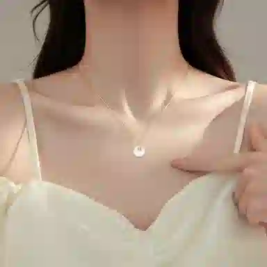 【三生有幸】 金嘉福 平安扣 清冷感新中式如意福牌锁骨链 精致轻奢小众简约大牌日常百搭精致#好运 玉髓 项链 女款