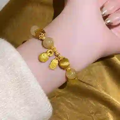 【接泼天富贵】 金嘉福 考试上岸 招财小霸王新中式 国潮 时来运转 财源广进 好运处理天然 黄水晶 手串 男女同款情侣款