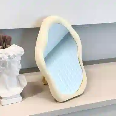 闪闪优品 简约桌面台式奶油风不规则云朵镜子