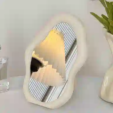 闪闪优品 简约桌面台式奶油风不规则云朵镜子