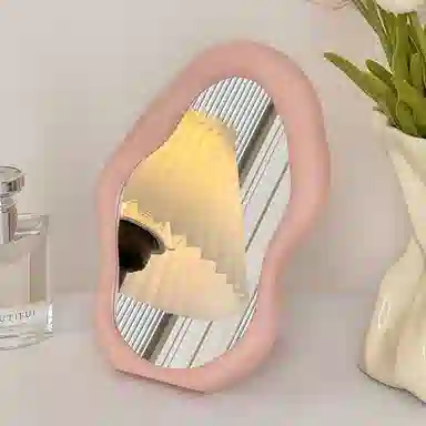 闪闪优品 简约桌面台式奶油风不规则云朵镜子