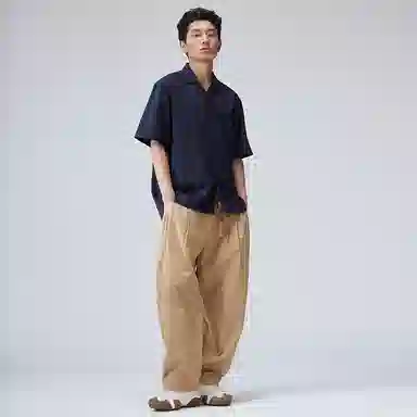 Mountain Style Logo Cuban Collar Shirt Navy