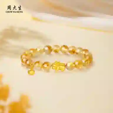 周大生 【吞金貔貅】高能量招财 八方来财轻奢小众 新中式复古潮流#好运#好运天然 黄水晶 手串 男女同款情侣款
