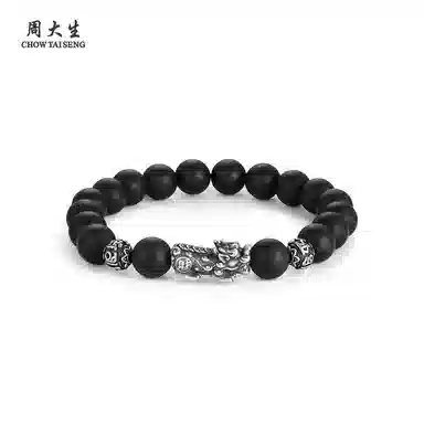 周大生 【财源滚滚】招财纳福吞金兽貔貅 时尚国潮复古风#好运 挚爱磨砂高级设计日常穿搭礼盒装天然 玛瑙 手串 男女同款情侣款