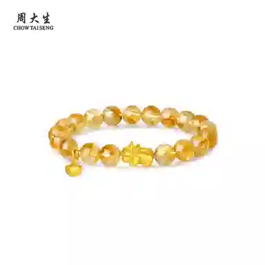 周大生 【吞金貔貅】高能量招财 八方来财轻奢小众 新中式复古潮流#好运#好运天然 黄水晶 手串 男女同款情侣款