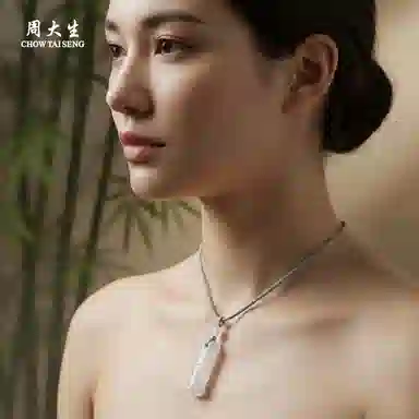 周大生 【玉节承风 节节高升】新中式古风轻奢质感高级吊坠 高品质百搭经典颈链 好运天然 玉髓 项链 男女同款情侣款